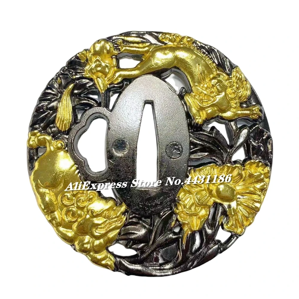 26CM Straight Handle Real Katana Tsuka Japanese Samurai Sword Set Fittings Tsuba+Menuki+Fuchi+Kashira+Habaki+Seppa Accessory