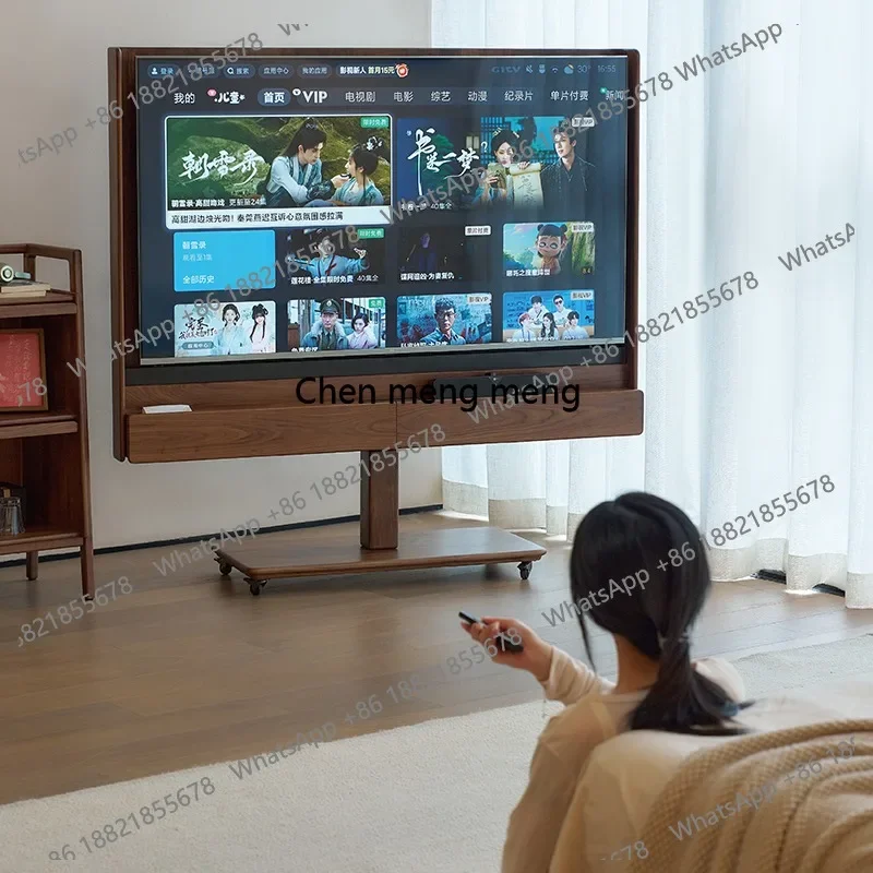 Solid wood mobile bracket TV cabinet living room new household floor-standing desktop storage