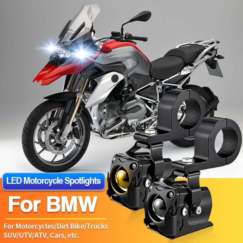 

1/2 шт. универсальные светодиодные противотуманные фары для мотоциклов, двухцветные прожекторы 12В для BMW R1200C/R1200GS/RG1200GS/S1000R/S1000RR