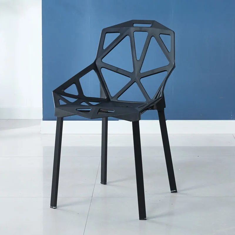 Adult fashion simple dining chair plastic chair hollow chair office chair geometric chair