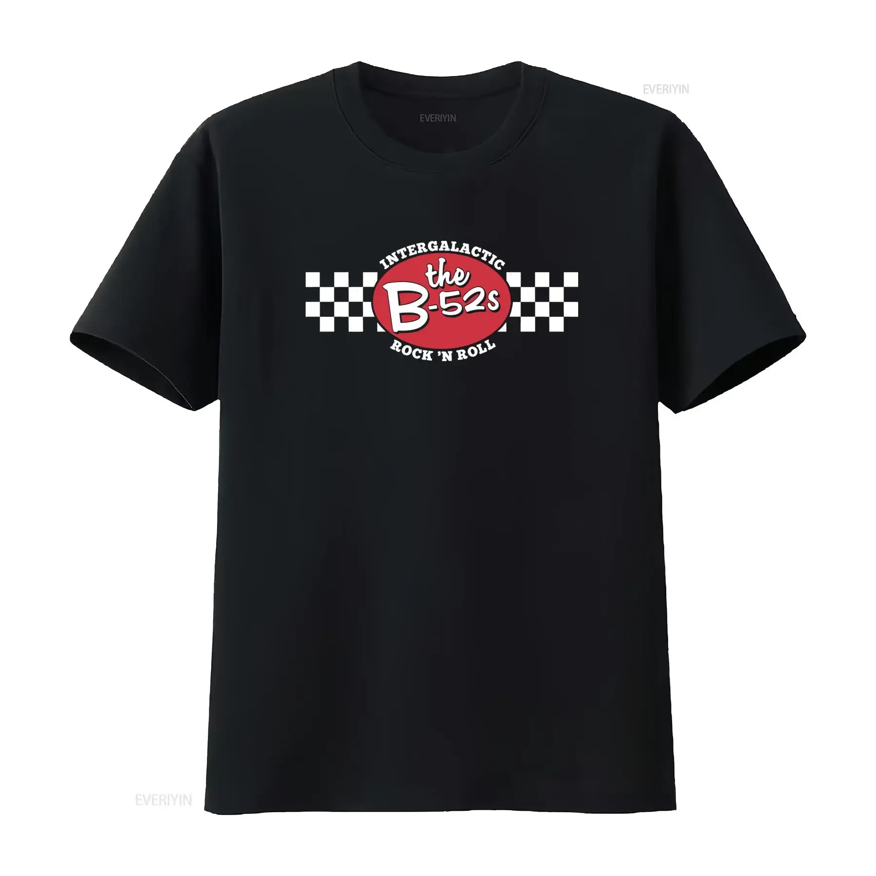 The B52S Men's T Shirt Intergalactic Rock N Roll Checkboard Flag 1975 Band Print vintage Washed graphic homme designer clothes