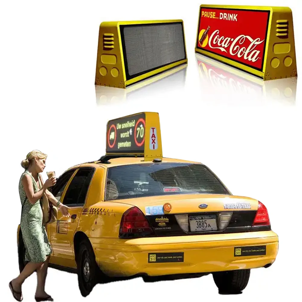 Digital Taxi Roof Led Display Double Side P2.5 P3.3 5G Wifi Gps Outdoor Taxi Top Led Screen Module Oem Factory Customized Size