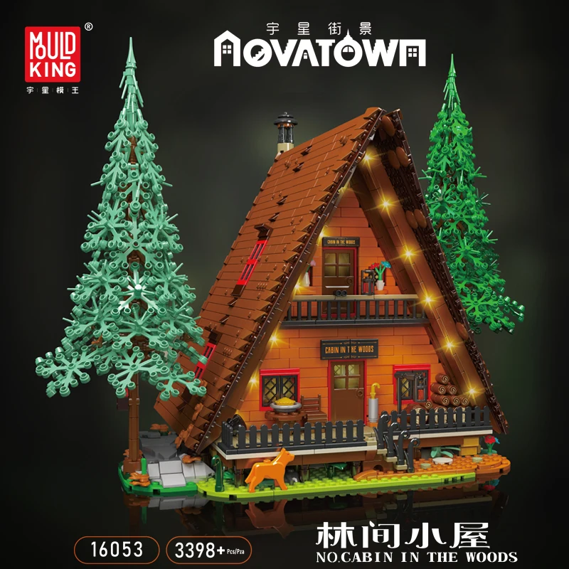 Mould King-Streetview Building Block para Crianças, MOC, Cabine de Natal na Floresta, Peças LED, Modelo de Brinquedos, Presentes de Natal, 16053