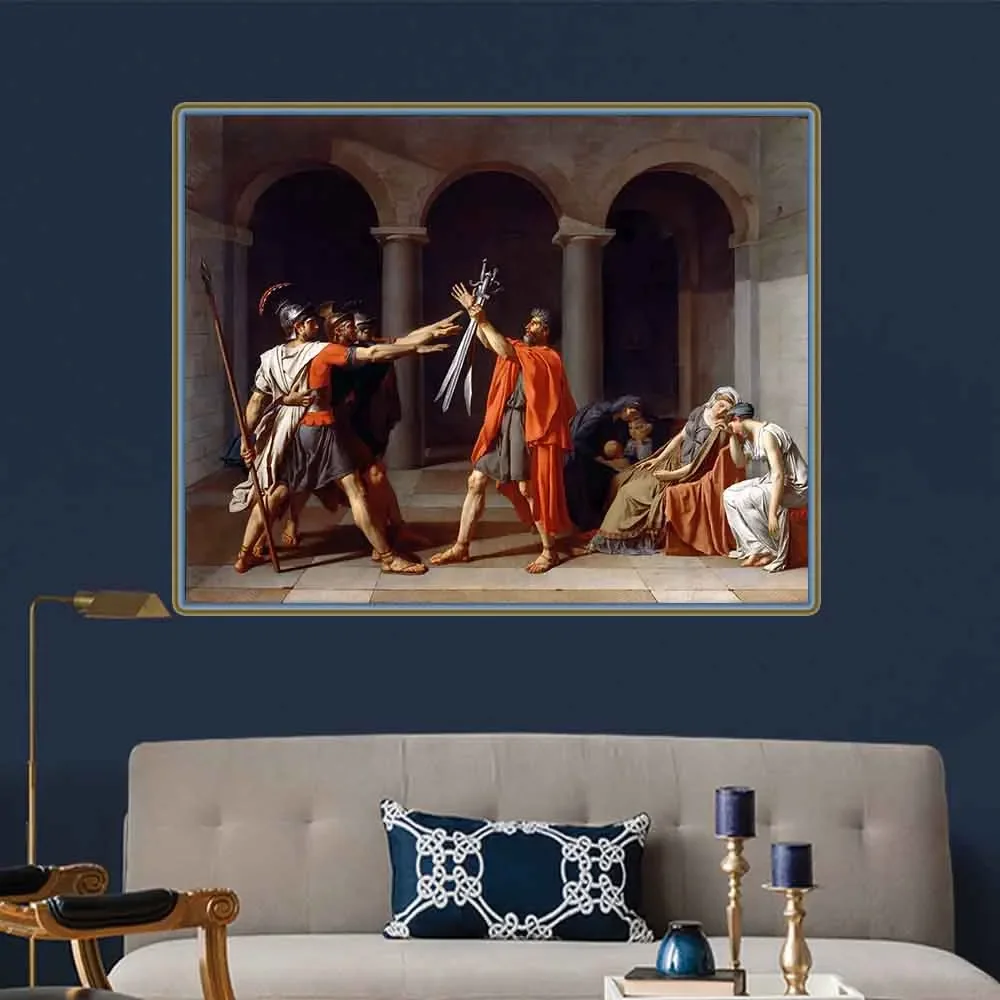 Jacques-Louis David - The Oath of Horatii Canvas Oil Painting Art Picture Wall Decor Hanging Poster Home Living Room Decoration