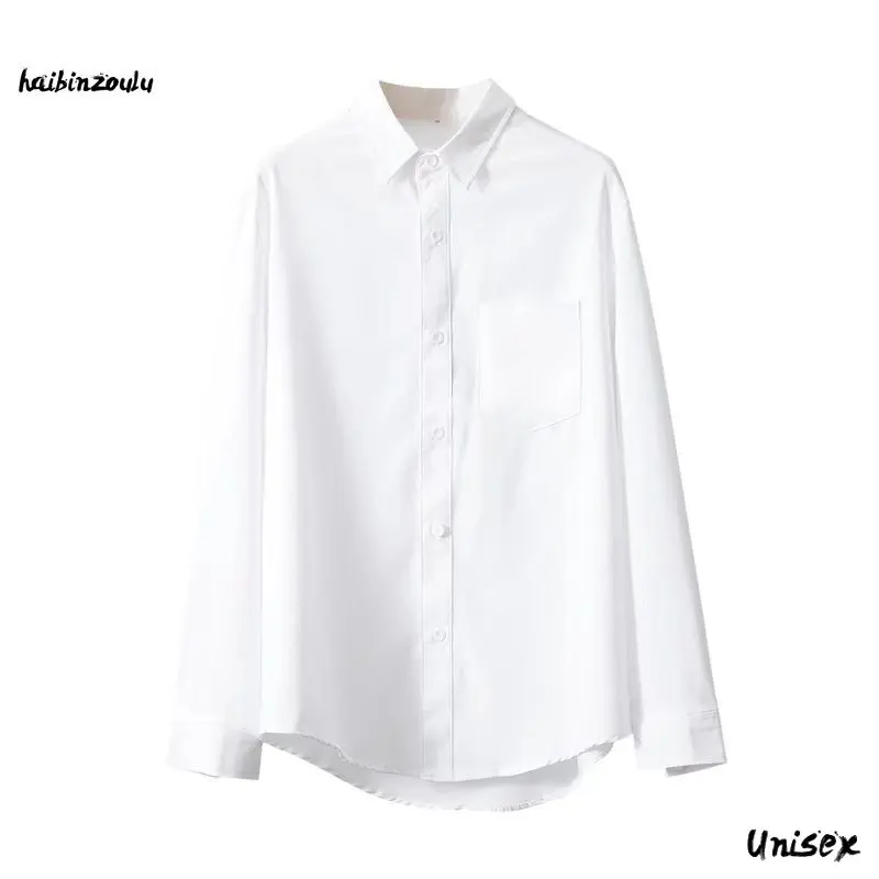 

Men's long-sleeved shirts, non-ironing loose casual shirts, white and black shirts