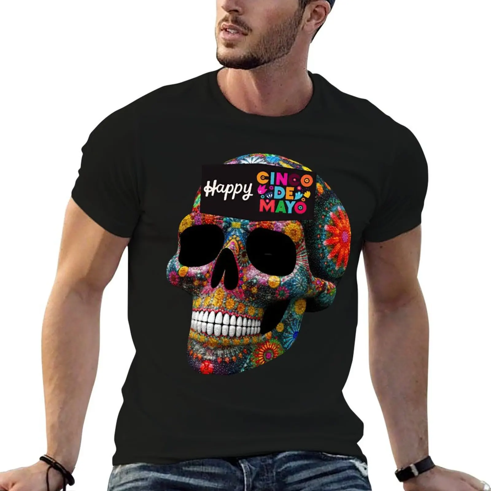 Fiesta with Colorful Skull T-Shirt anime t shirts oversize essential t shirt man t shirt luxury T-shirt