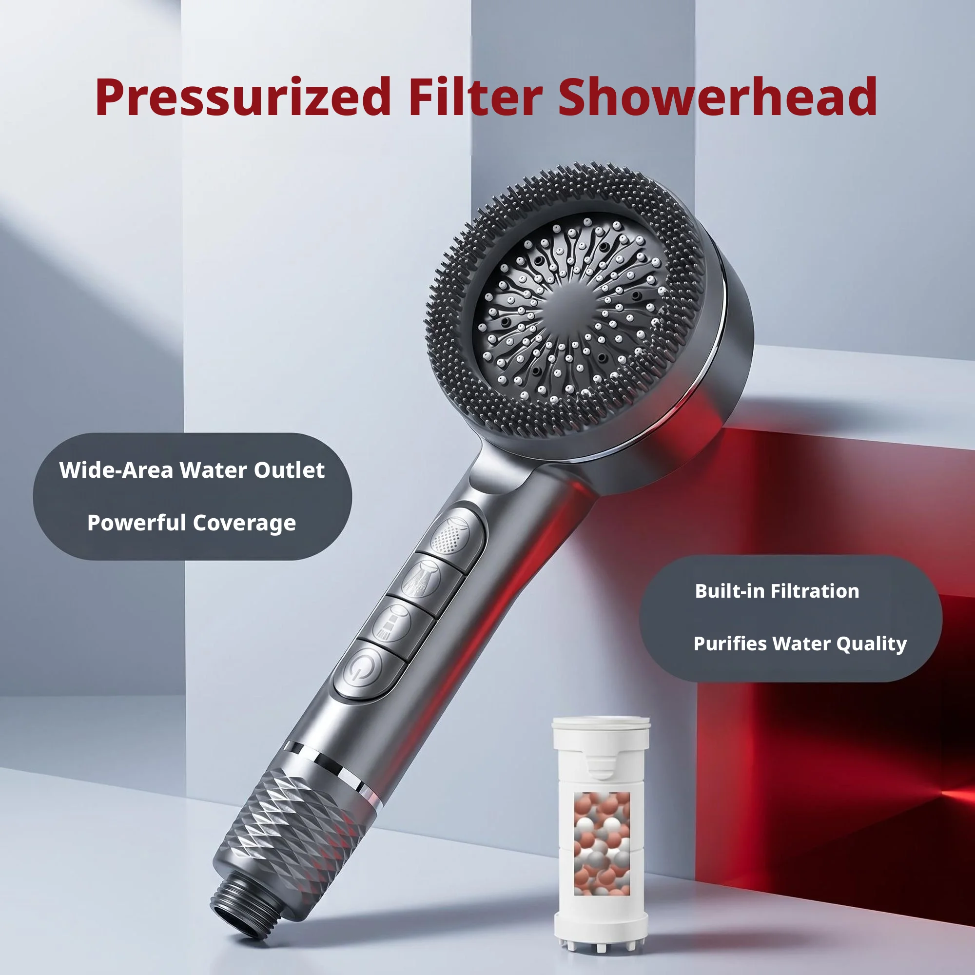 4-Speed Shower Faucet Complete Set Hygienic Shower Handheld Shower Head Set Bathroom for Household Use