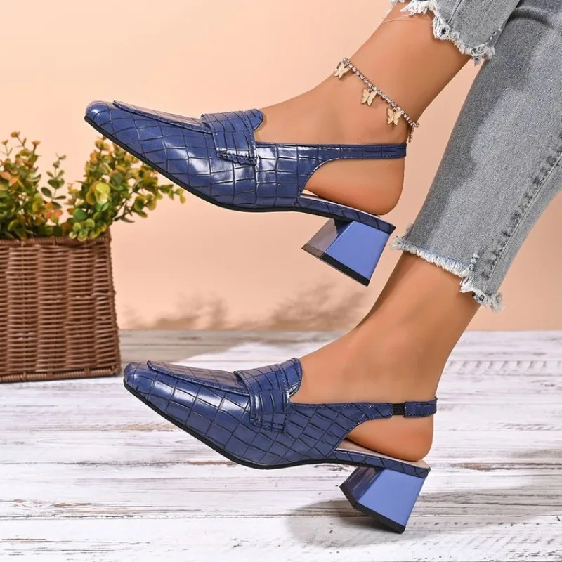 pumps slingback heel shoes women chunky heel fashion shoes footwear work party wedding women pumps view 5