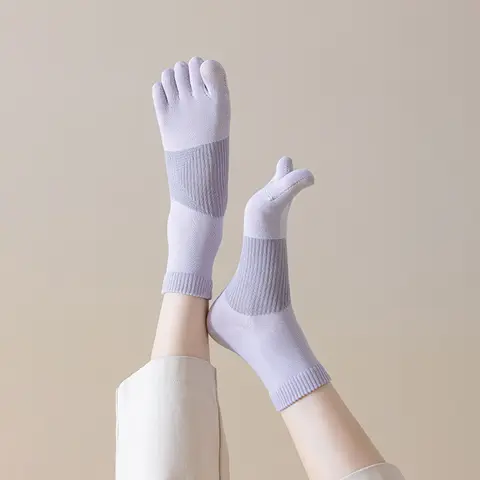 여성 다섯 손가락 양말 요가 필라테스 양말 통기성 메쉬 탈취제 항균 분할 발가락 양말 피트니스 코튼 스포츠 양말