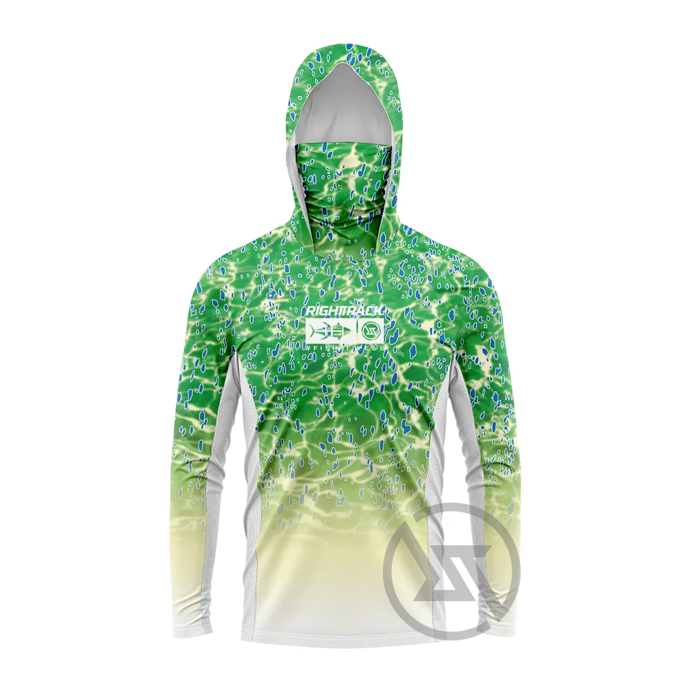 HotSale RIGHTTRACK Mask Hoodies Fishing Clothing UPF50+ UV Camouflage Hunting Climbing Camping Hiking Breathable Outdoor Apparel