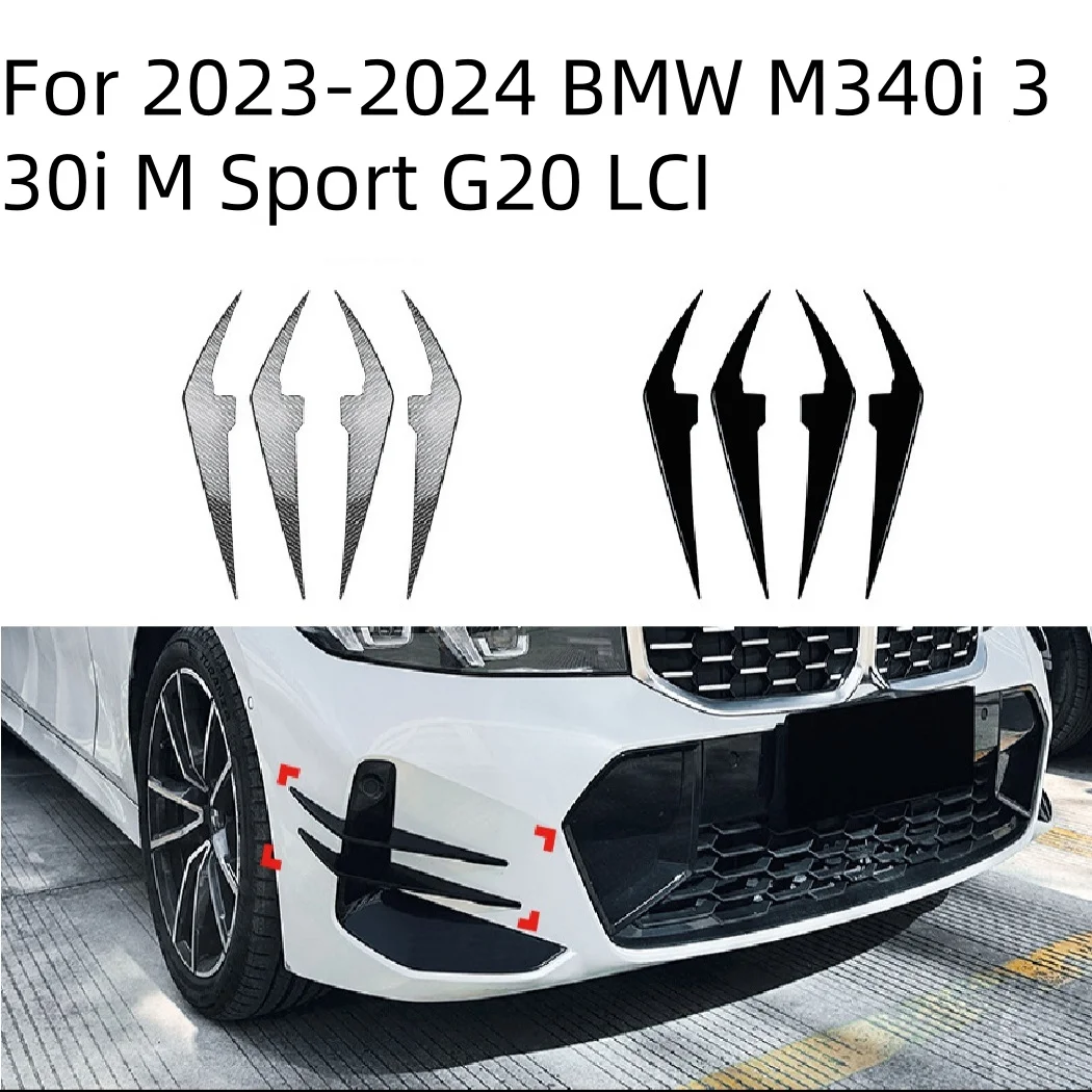For 2023-2024 BMW M340i 330i M Sport G20 LCI 4pc Front Bumper Canard Fins Set