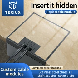 High quality stainless steel material can be embedded in marble/floor for double socket floor socket box