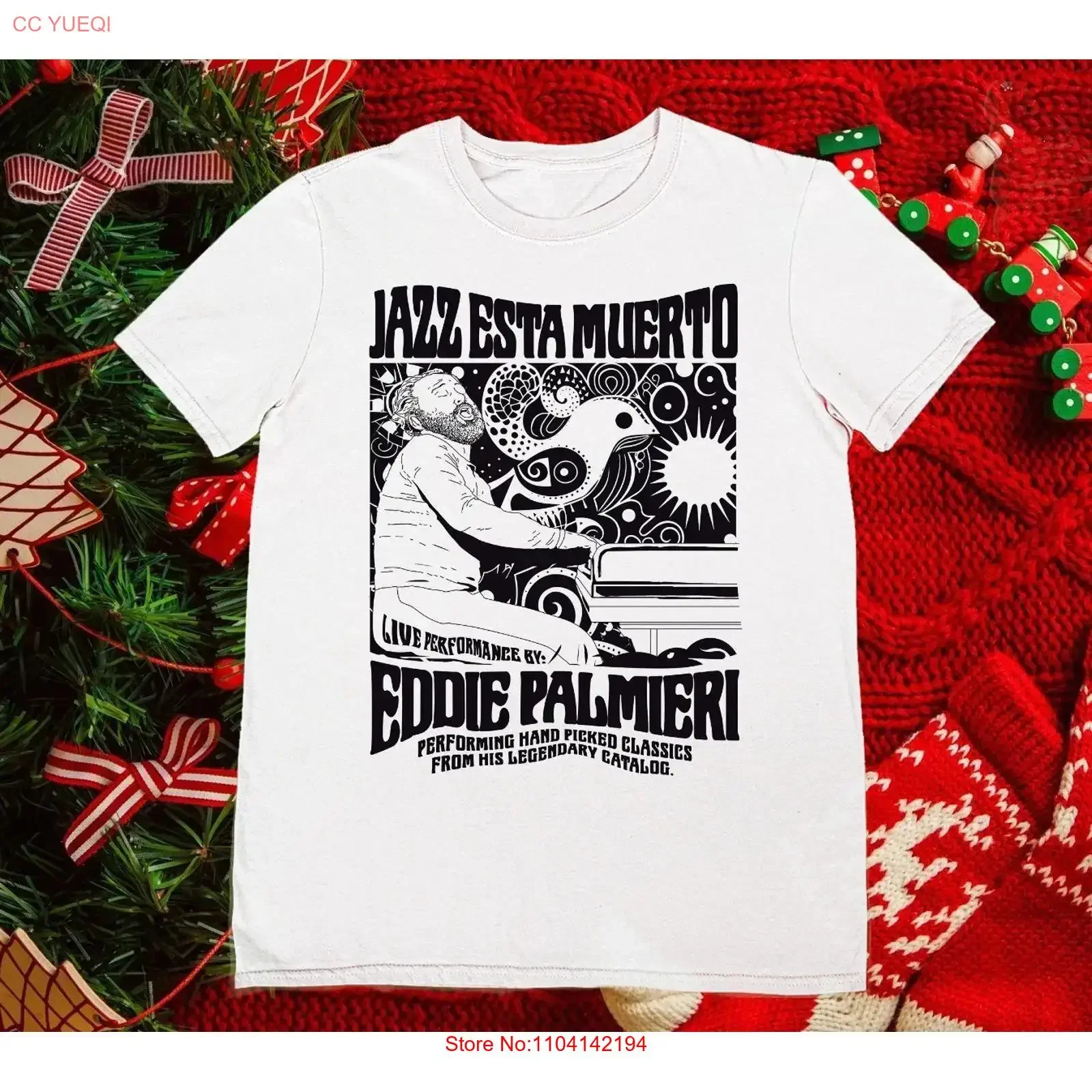 Camiseta Vintage Eddie Palmieri 1936-2025 Música Jazz Branca S-5XL MZ059 Lavada Masculina Levemente Confortável Estilosa Casual com Estampa Gráfica
