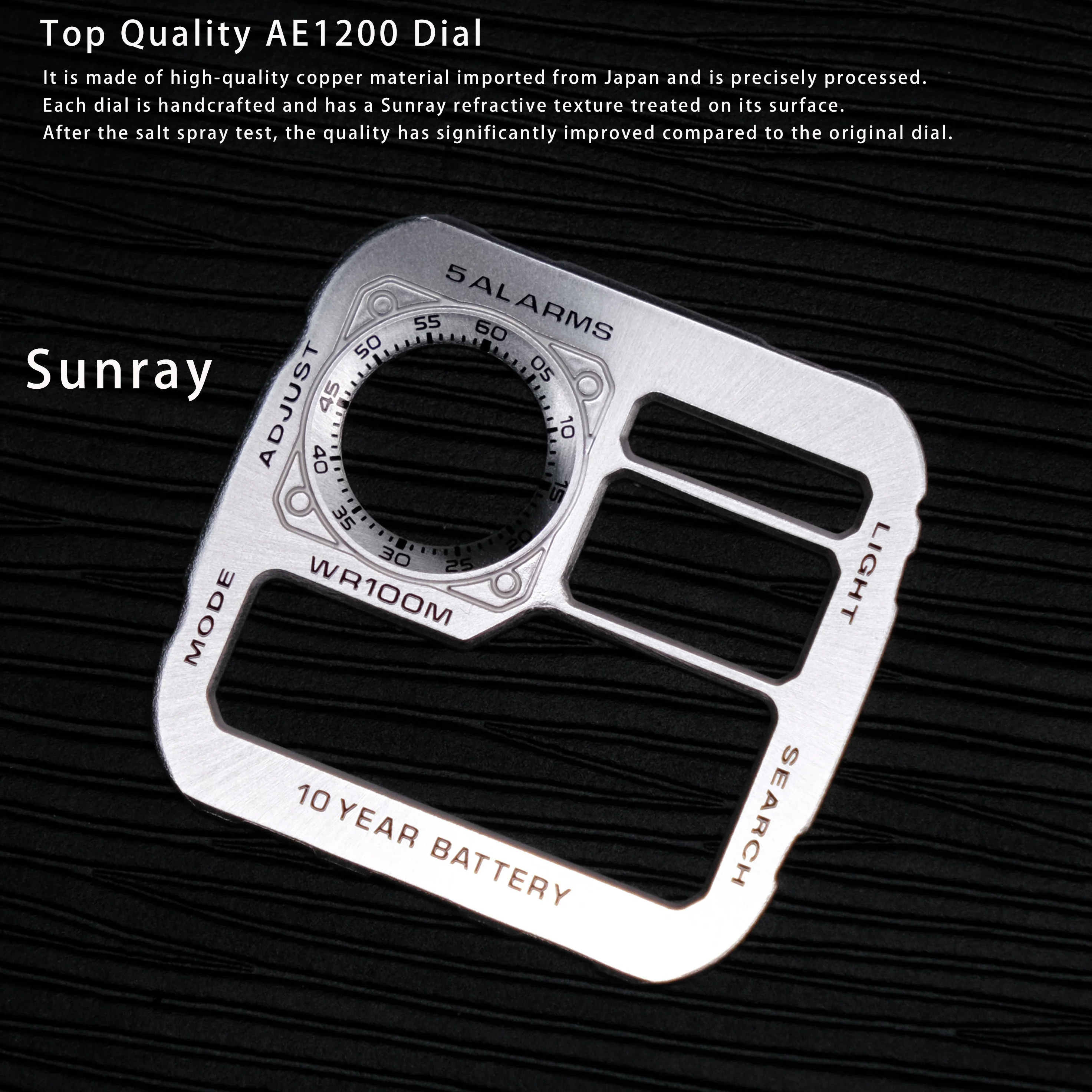 جودة عالية 3299 حركة AE-1200 ساعة الطلب طقم عصري ساعة نحاسية يابانية تعديل وجوه مع ملصق