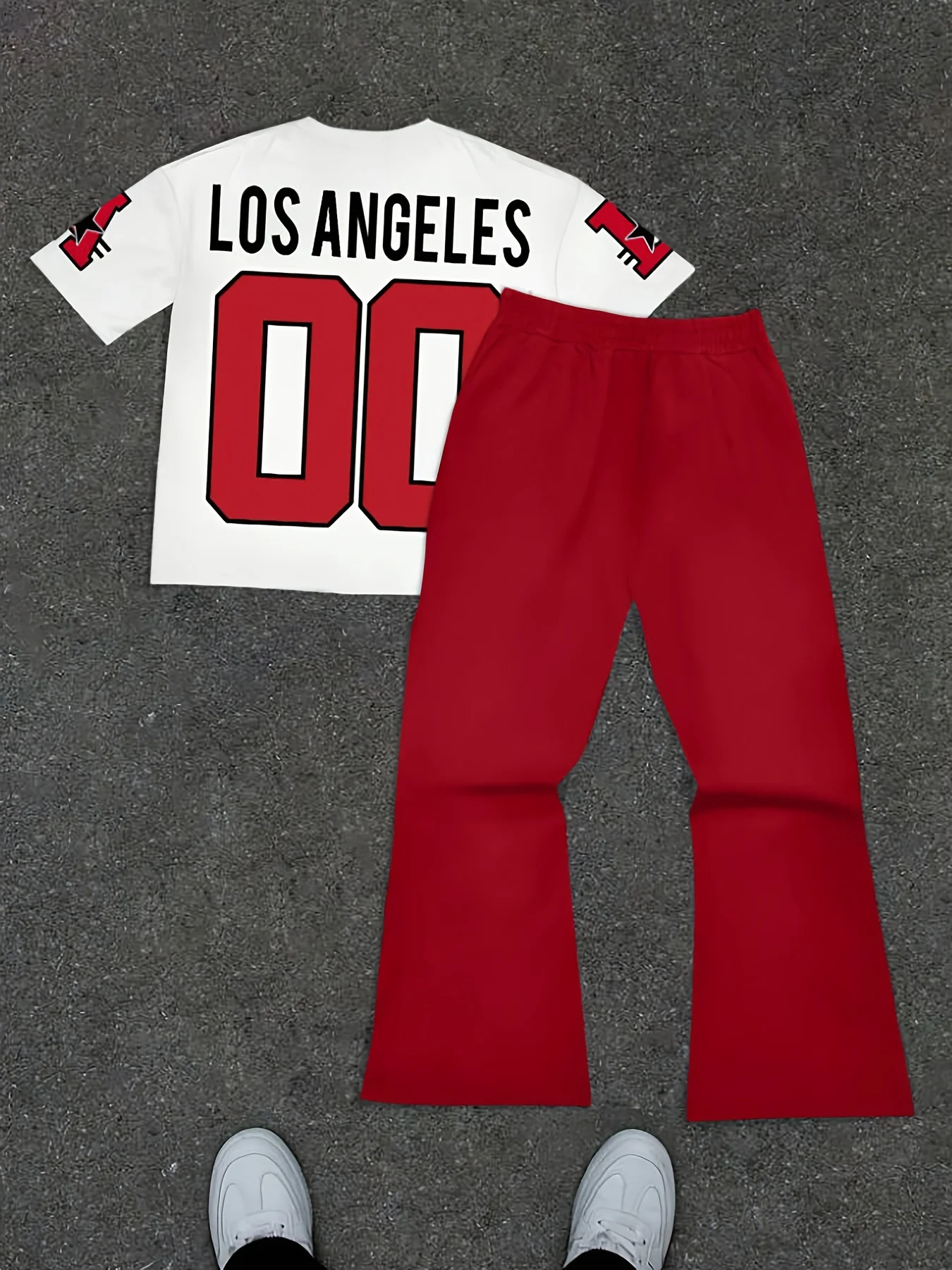 26 Los Angeles No. 14 Printed Men's Summer Casual T-shirt and Long Pants Set, Adult Basketball and Jogging, 2-piece Clothing