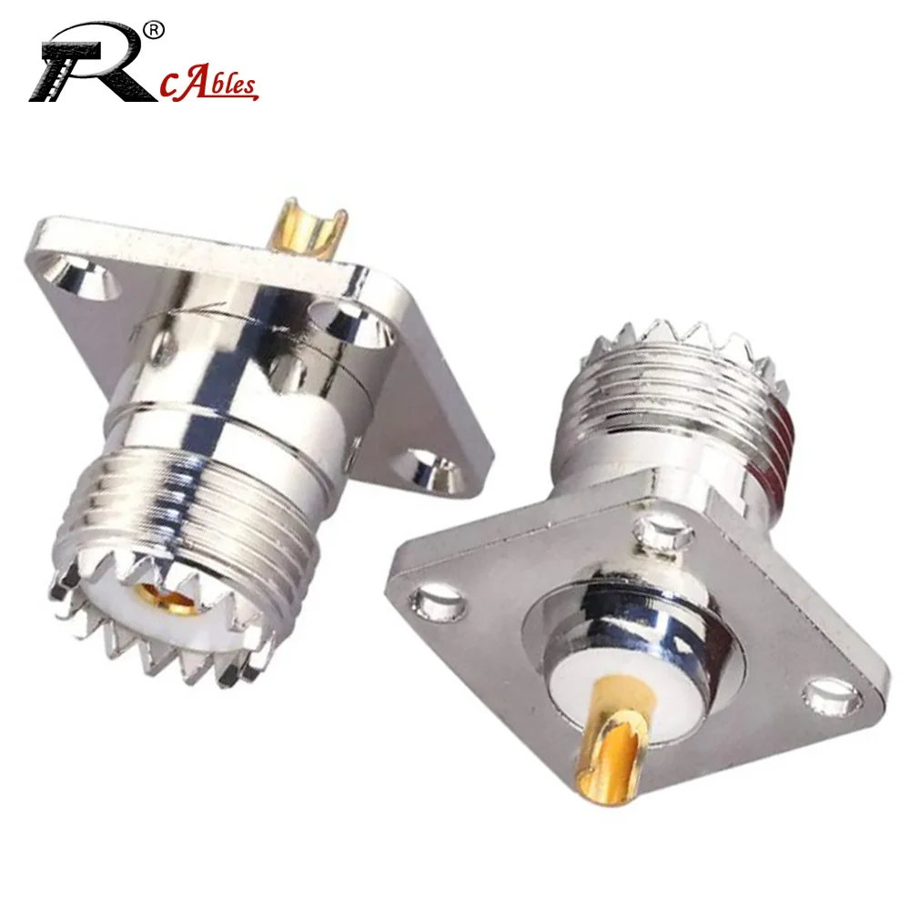 1PC SO239 UHF Female 4 Hole Chassis Mount Connector Flange Panel RF Coaxial Adapter PL259 Solder Cup Coaxial Connector