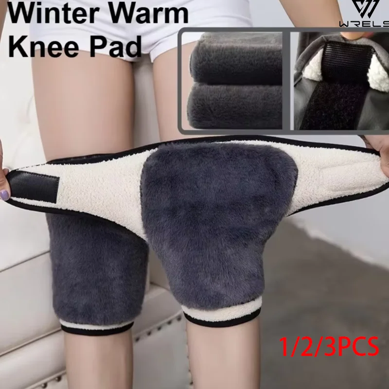 Thickened Fleece Knee Pads Winter Adjustable Compression Siing Kneepad Knee Thermal Elastic Hiking Cycling Riding Knee Protector