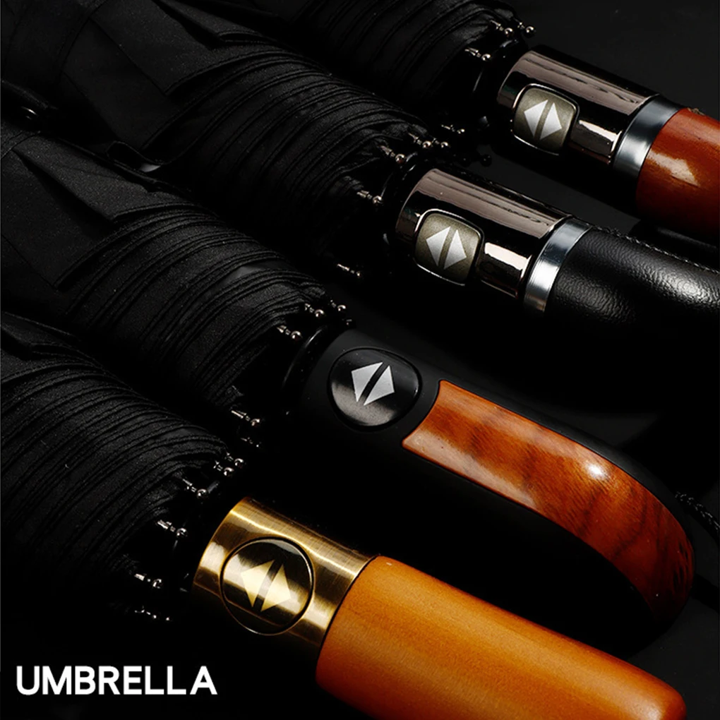 Automatic Rain Sun Umbrella Black Coating Parasol Anti-UV 3 Folding Wind Resistant Auto Luxury Big Windproof Women Men