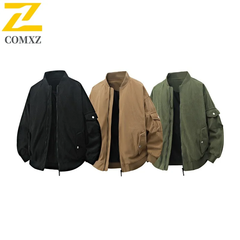 

COMXZ 2025 Men's Bad Boy Stand Collar Jacket Spring Autumn Versatile Trendy Workwear Loose Fit Casual outdoor Lightweight Coat