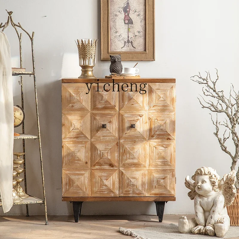 

XL storage side cabinet, retro bucket cabinet, decorative cabinet, living room shoe cabinet against the wall