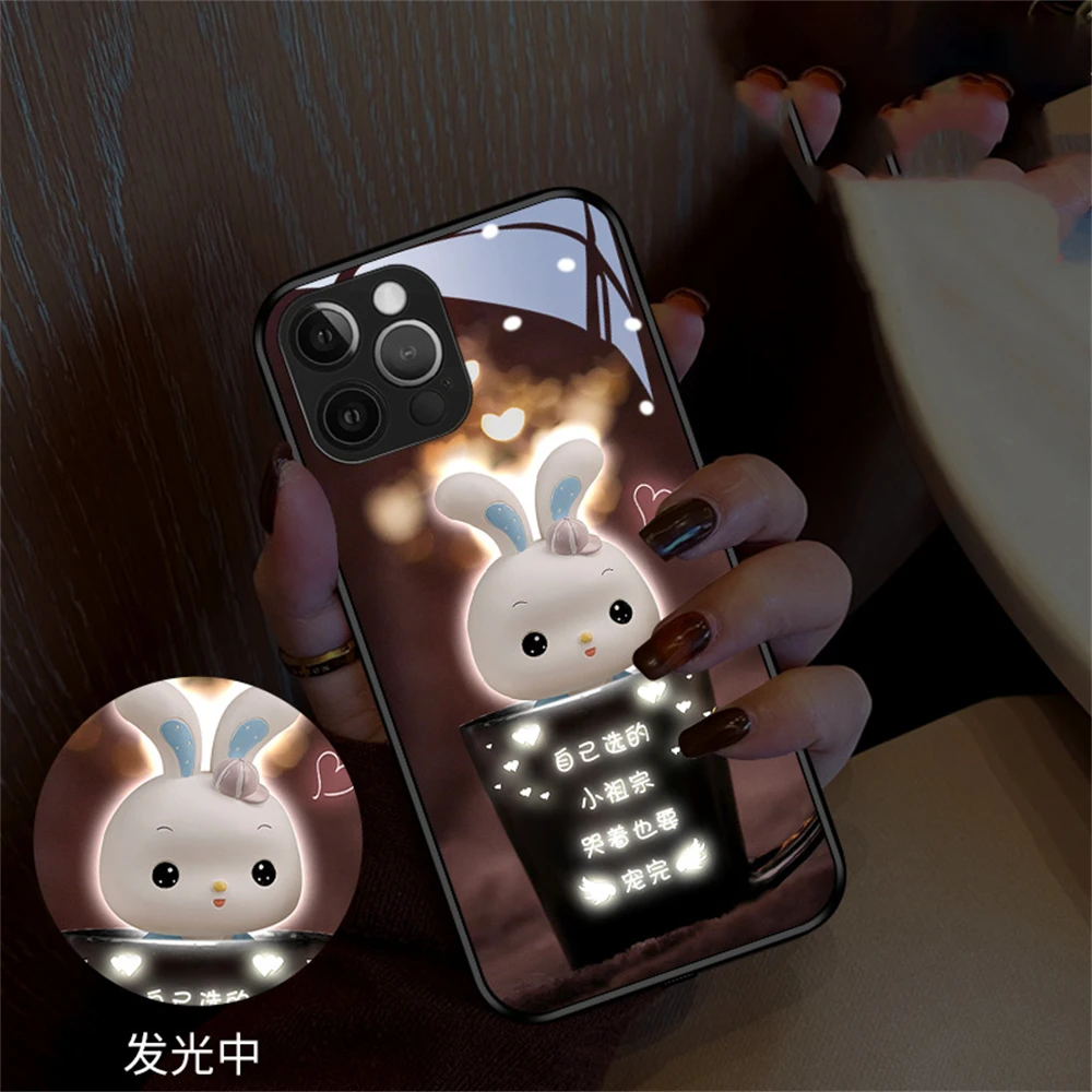 

So Cute Pet Design LED Light Up Glass Phone Case Back Cover For Samsung S23 S22 S21 S20 Note 10 20 Plus Ultra A54 A14 A32 A53 SE