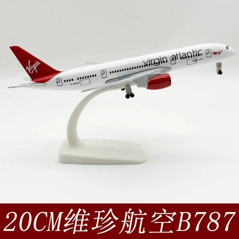 20cm Virgin B787 Diecast Metal Airplane Model Kit with Stand for Adult Aviation Plane Models Gift or Desktop Decorations