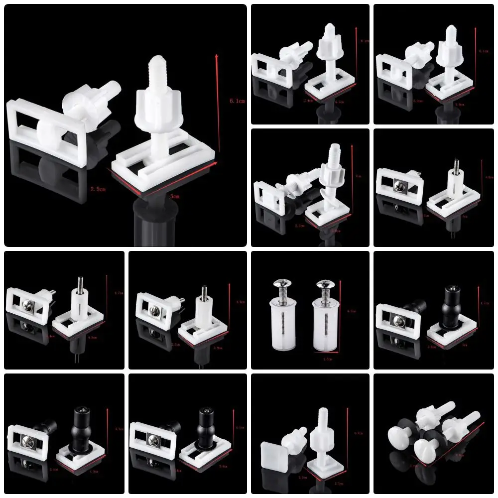 1Pair Seat Cover Plate Replacement Toilet Seat Repair Screws Seat Fittings Universal Lid Hinge Repair Bolts Plastic