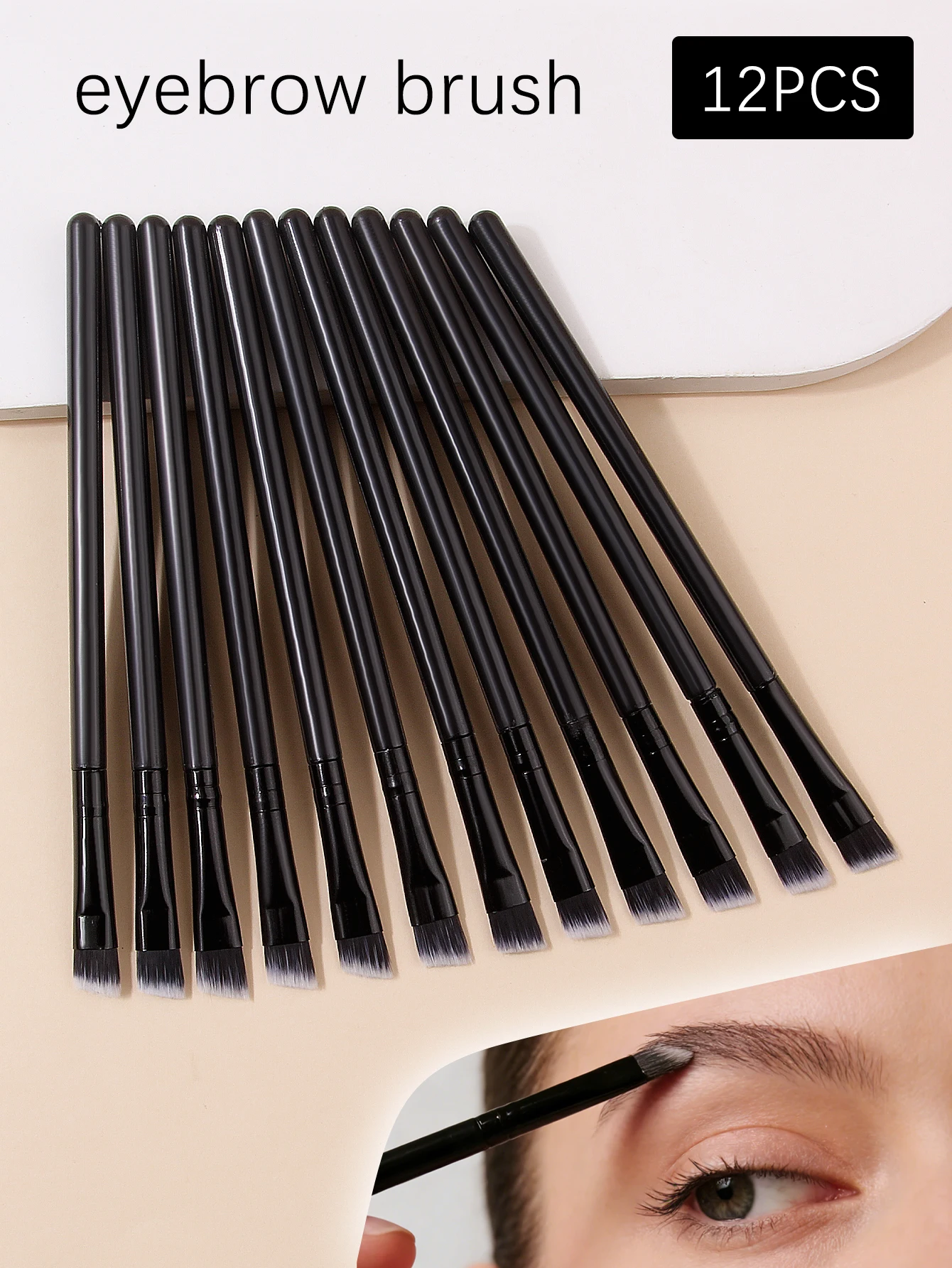 2/12 قطعة ترقية شفرة كحل فرشاة رقيقة جدا غرامة زاوية شقة الحاجب فرشاة تحت العينين مكان فرشاة التفاصيل الدقيقة