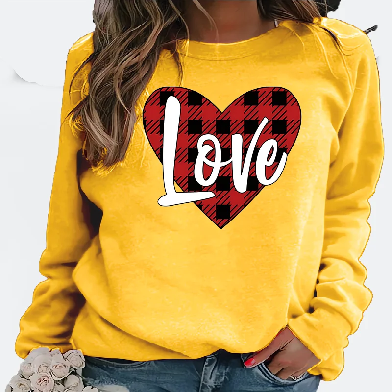 Valentine's Day Hoodie LOVE Love Printed Fleece Hoodie Clothes  Sweatshirt  Sweatshirts  Streetwear Women  Harajuku