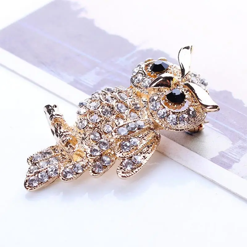 Owl Brooch Pin Created Rhinestone Crystal Owl Fashion Brooch Elegant Owl Fashion Pin Gift For Christmas Party Wedding Favors