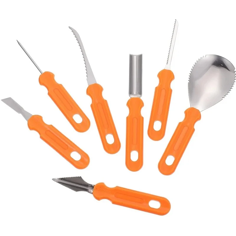 

Halloween Pumpkin Peeler Set Adult 7-piece set of environmentally friendly stainless steel knives Kitchen engraving utensils