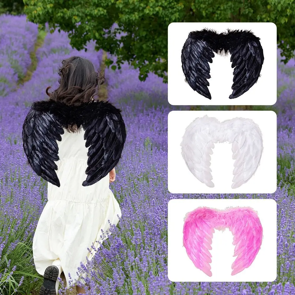 

New White Feather Wings Black Party Props Cosplay Little Wings Handmade Angel Wings Children