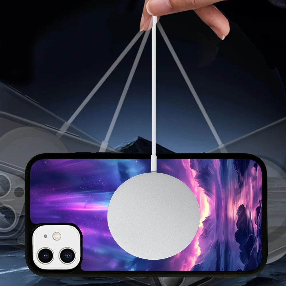 Beautiful Northern Lights Phone Case Magnetic Case For iPhone 16 14 13 12 11 15 Pro Max Plus For Magsafe Wireless Charge Cover