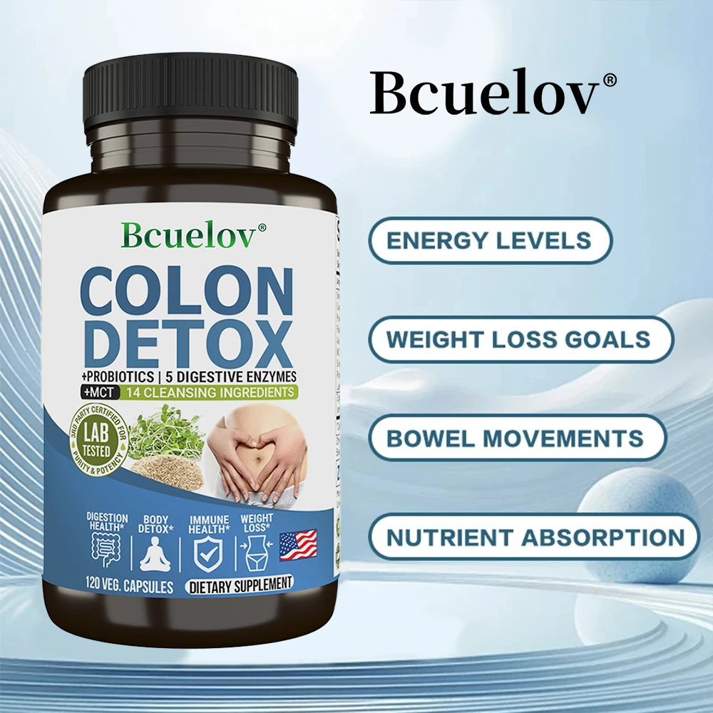 مكمل التخلص من السموم لتنظيف القولون - تنظيف الأمعاء والبروبيوتيك - الهضم الطبيعي والإمساك وتخفيف الأمعاء وصحة الأمعاء