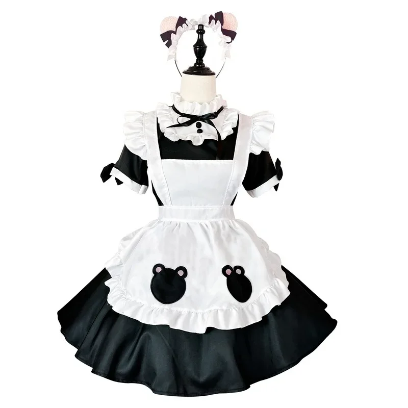 Plus Size Black Anime Cosplay Costumes Maid Outfits 2024 Halloween Party Dress Apron Maid Service Goth Lolita Role Play Uniform