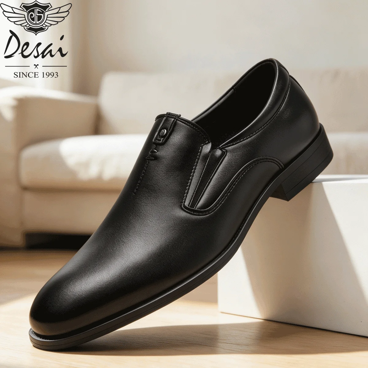 Desai Men's 2026 Slip‑On Formal Loafer Shoes PU Leather Upper Non‑Slip Sole Business Dress Footwear For Office Work Occasions
