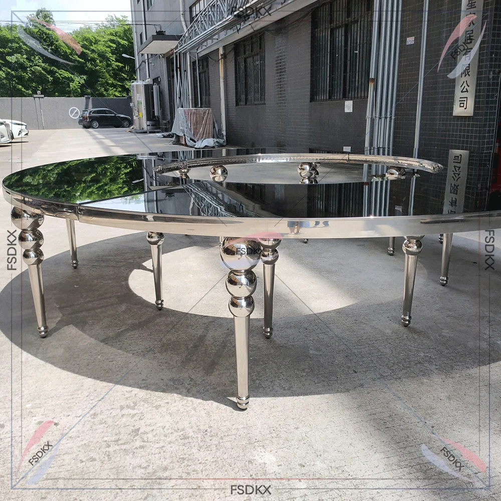 Moon Table Half Round Hotel Event Serpentine Wedding Table Stainless Steel Luxury Cartons 1 Piece Dining Table Modern