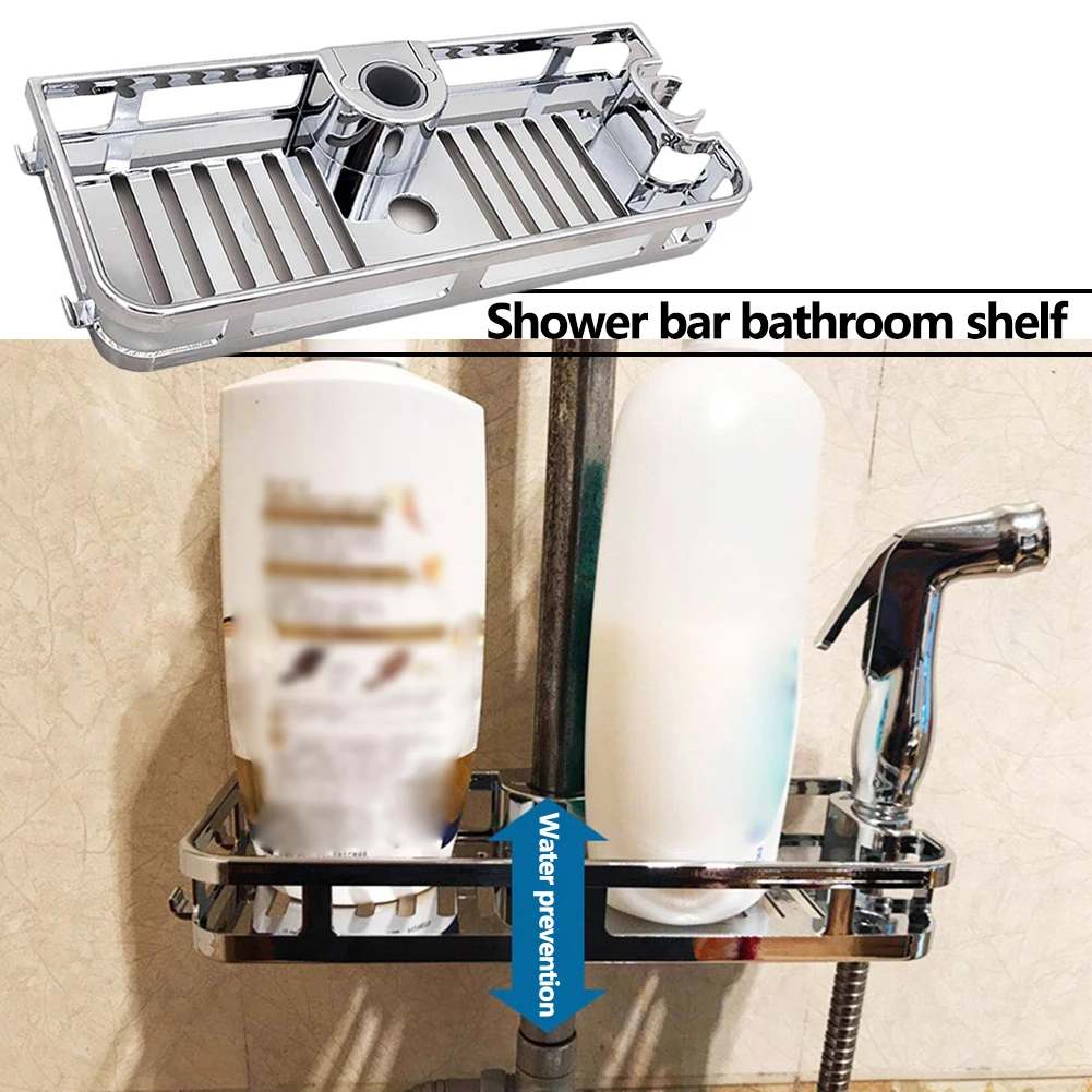 Multifunction Shower Storage Holder Organizer Bathroom Lifting Rod Removable Stand No Drilling Soap Holder Shower Shelf Storage