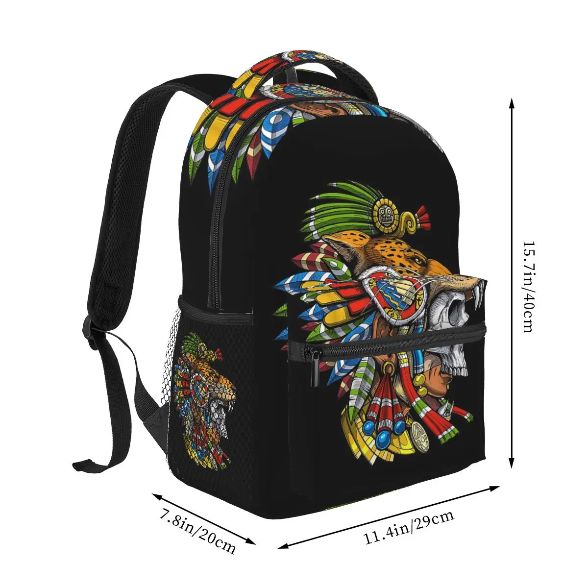 Aztec Skull Jaguar Warrior Mask Mayan Mythology Backpacks Boys Girls Bookbag Children School Bags Laptop Rucksack Shoulder Bag