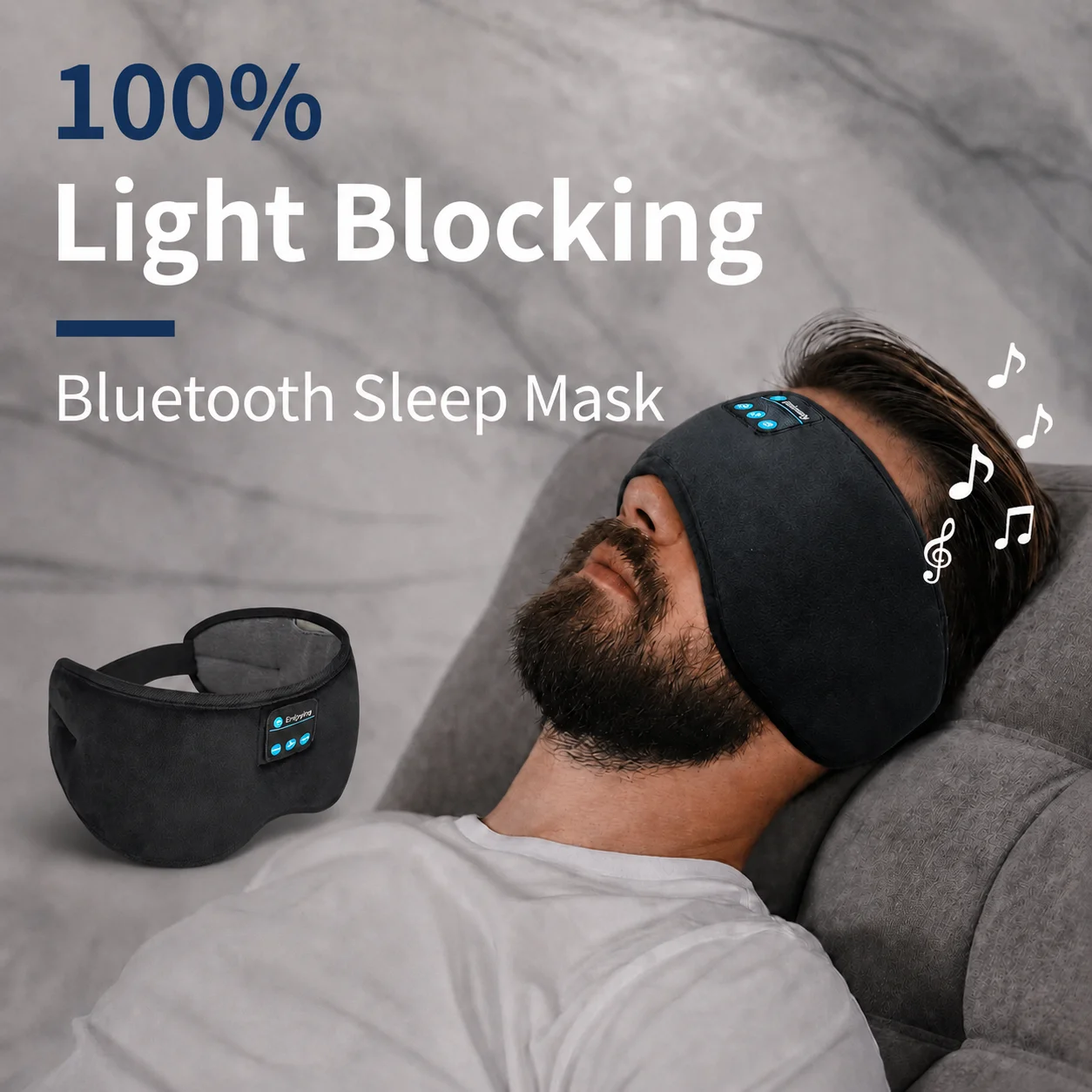 Sleep Mask with Headphones Bluetooth Mask, Music Sleeping Headphones Breathable, Ultra-Thin Stereo Speaker for Side Sleepers