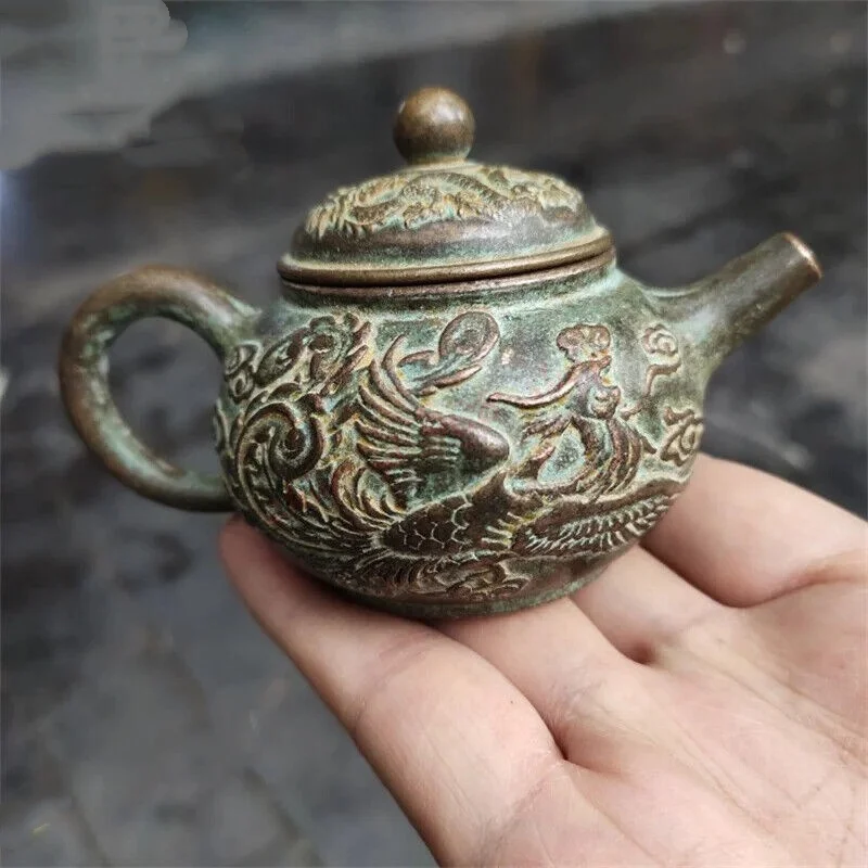 

Brass Dragon and Phoenix Wine Pot and Teapot Exquisite Old Copper Kettle