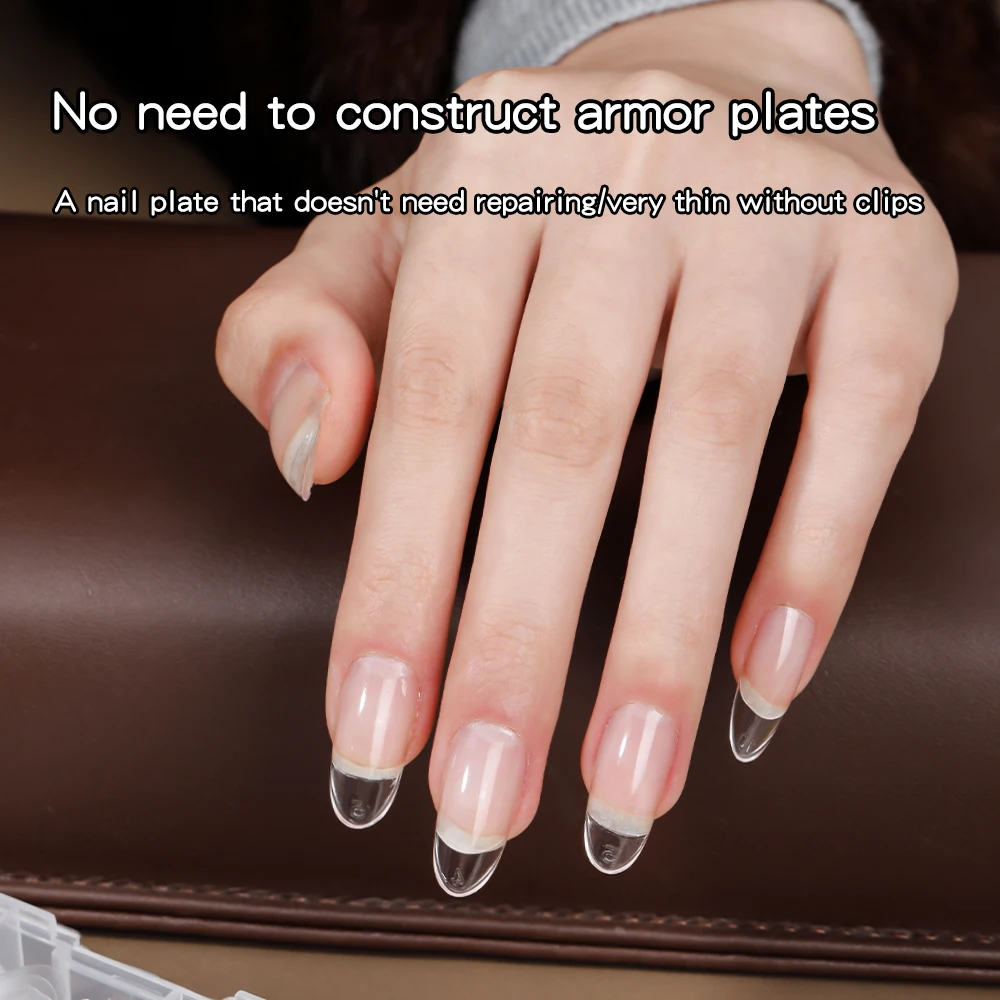 KANIU 320Pcs Full Cover Press On Nail Tips Gel Nail Extension Tips Capsule Almond Mixed Size Short Style Ultra Thin Traceless Na