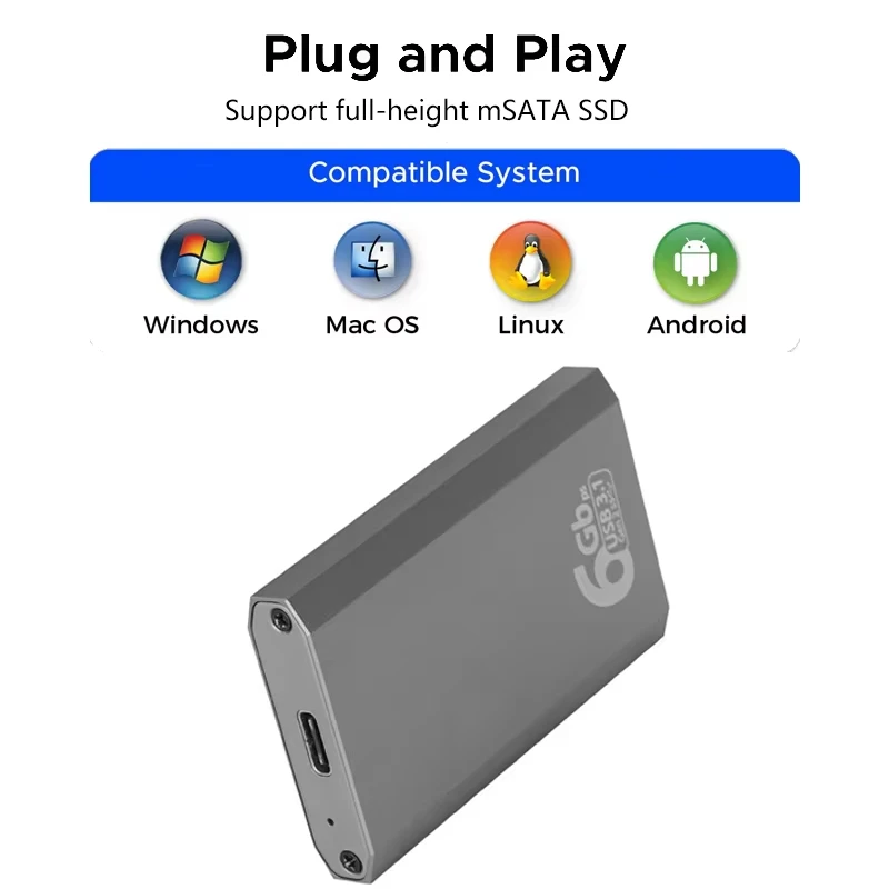 mSATA から USB 3.1 SSD エンクロージャ 6Gbps SSD ケース mSATA HD ハードディスク用外部ディスクボックス収納ケースアダプター PC/ラップトップ/電話用