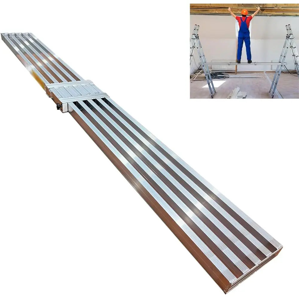 Adjustable Aluminum Scaffold Tower with Work Platform and Ladder Brace, Extends 4.9ft-8.7ft for Ceiling Work