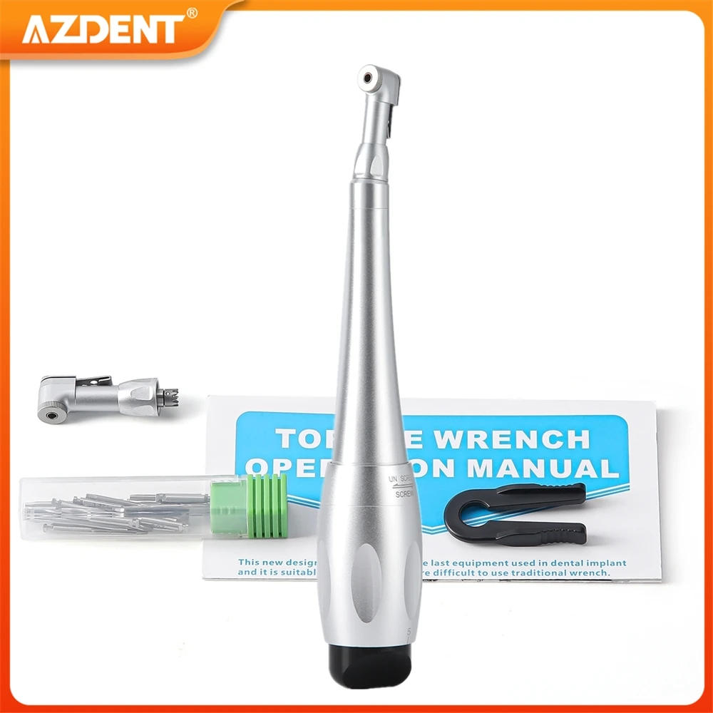 AZDENT Set Dental Implant Torque Wrench Handpiece with 16pcs Drivers Universal Latch Head 7 Torque Level Dentistry Repair Tools