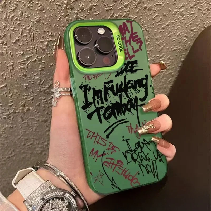 Nuevo inglés aplicable a iphone 15 Color plata iPhone14Pro Creative 13/11promax Frosted 16 funda protectora