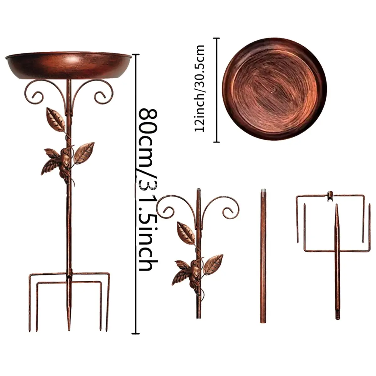 Garden Bird Bath Sturdy Iron Outdoor Bird Bath for Outside Vintage Standing Bird Bath Bowl for Outdoor Garden Patio Yard