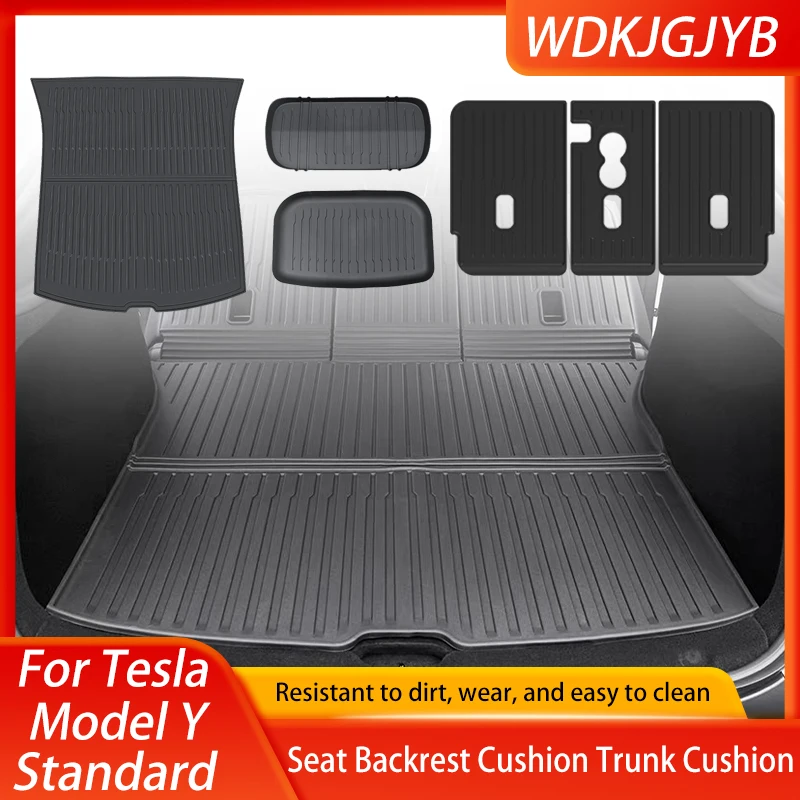 For Tesla New Model Y Standard 2025+ TPE Seat Back Mat Front And Rear Trunk Mat Waterproof Luggage Mat Wear-resistant Trunk Mats
