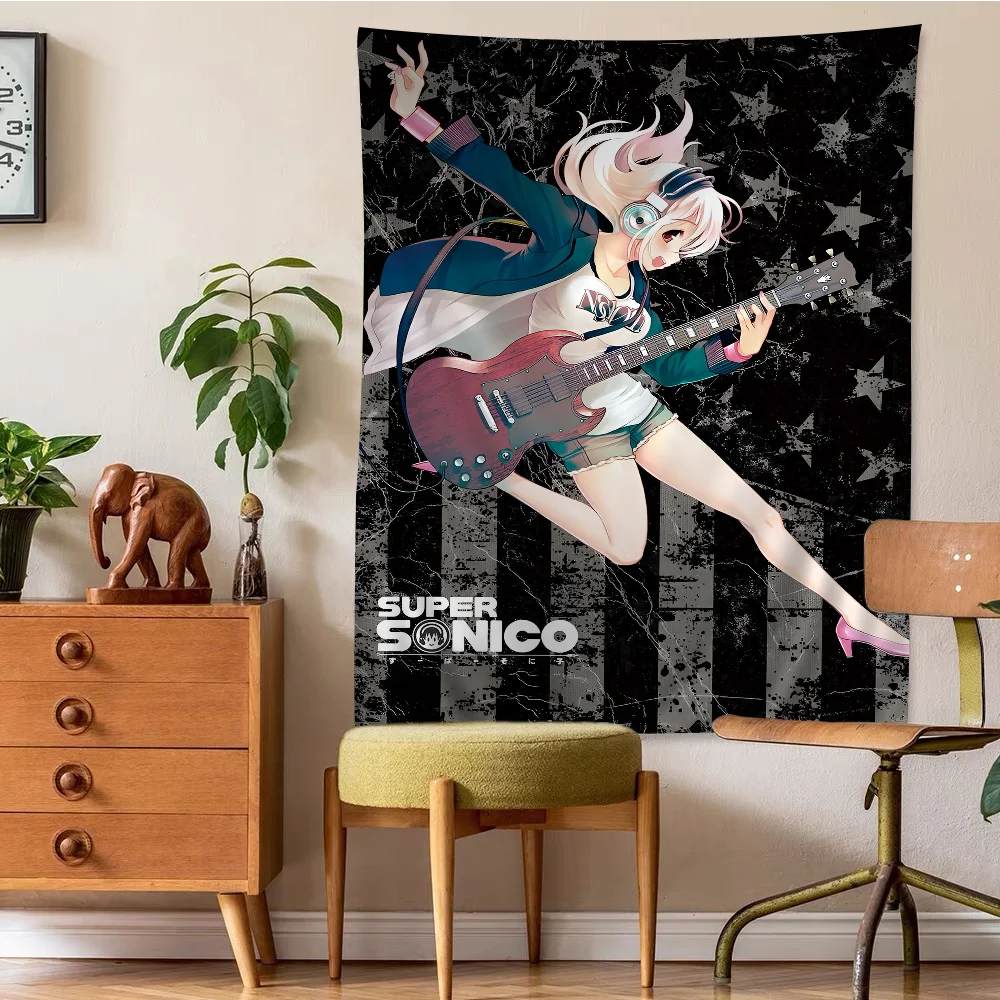 Super Sonico Anime Tapestry Hippie Flower Wall Carpets Dorm Decor Wall Hanging Home Decor