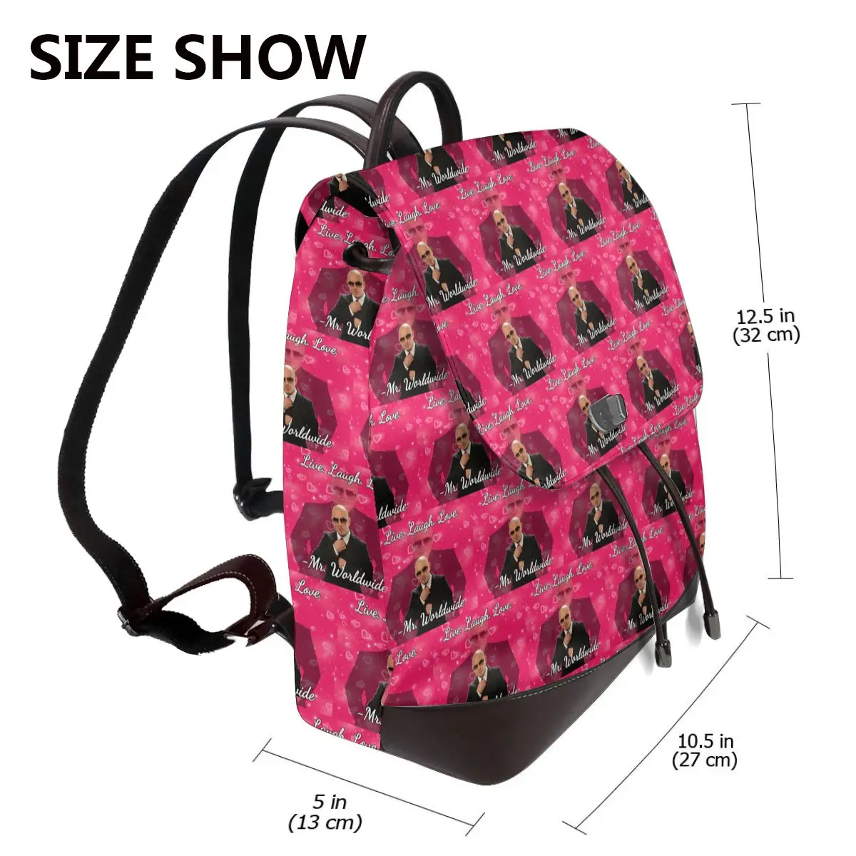 Mr Worldwide Live Laugh Love Bookbag School Student Bags Hiking Travel Daypack for Women Fashion Derma Backpack